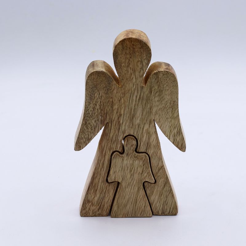 Ange en Bois de Manguier - Émail Blanc - 15cm
