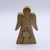 Ange en Bois de Manguier - Émail Blanc - 15cm