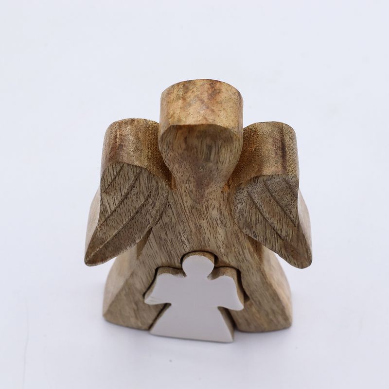 Ange en Bois de Manguier - Émail Blanc - 15cm