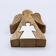 Ange en Bois de Manguier - Émail Blanc - 15cm