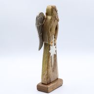 Grandes Ailes d'Ange de la Paix en Bois de Manguier et Détails en Émail - 30 cm