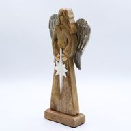 Grandes Ailes d'Ange de la Paix en Bois de Manguier et Détails en Émail - 30 cm