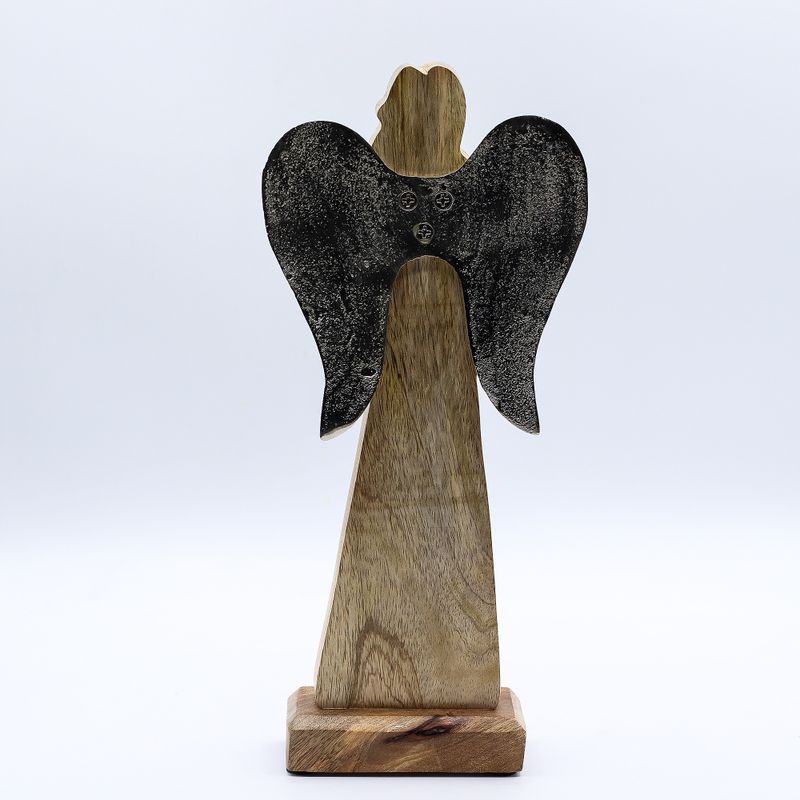 Grandes Ailes d'Ange de la Paix en Bois de Manguier et Détails en Émail - 30 cm