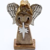 Grandes Ailes d'Ange de la Paix en Bois de Manguier et Détails en Émail - 30 cm