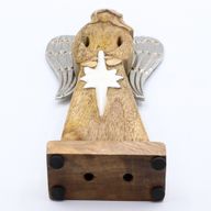 Grandes Ailes d'Ange de la Paix en Bois de Manguier et Détails en Émail - 30 cm