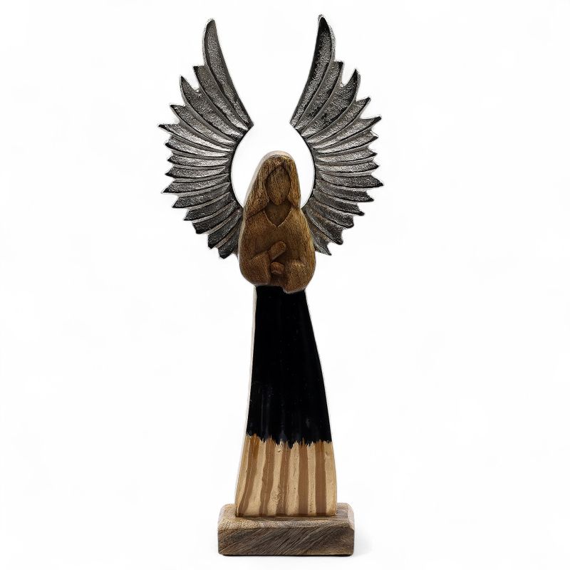 Grandes Ailes d'Ange de la Paix en Bois de Manguier et Détails en Émail - 40 cm