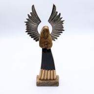 Grandes Ailes d'Ange de la Paix en Bois de Manguier et Détails en Émail - 40 cm