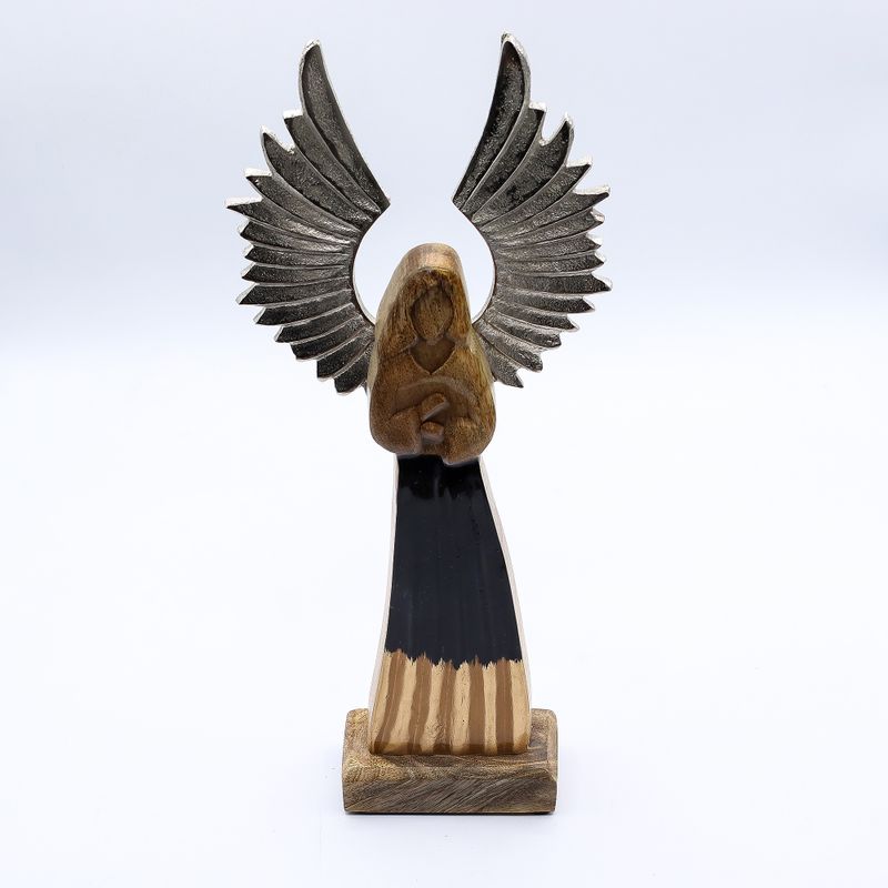 Grandes Ailes d'Ange de la Paix en Bois de Manguier et Détails en Émail - 40 cm