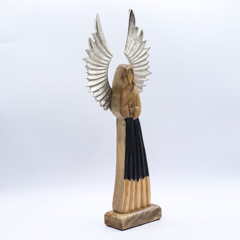 Grandes Ailes d'Ange de la Paix en Bois de Manguier et Détails en Émail - 40 cm