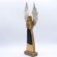 Grandes Ailes d'Ange de la Paix en Bois de Manguier et Détails en Émail - 40 cm