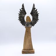 Grandes Ailes d'Ange de la Paix en Bois de Manguier et Détails en Émail - 40 cm