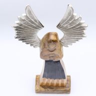 Grandes Ailes d'Ange de la Paix en Bois de Manguier et Détails en Émail - 40 cm