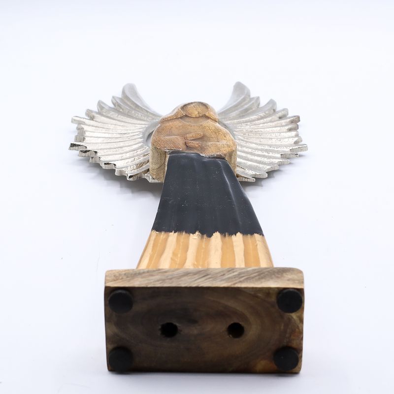 Grandes Ailes d'Ange de la Paix en Bois de Manguier et Détails en Émail - 40 cm