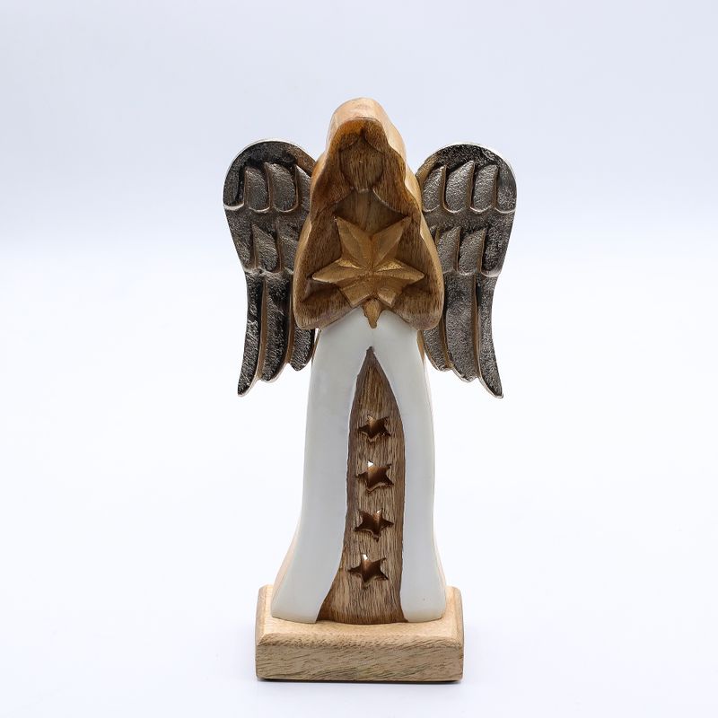 Grandes Ailes d'Ange de la Paix en Bois de Manguier et Détails en Émail  - 30 cm