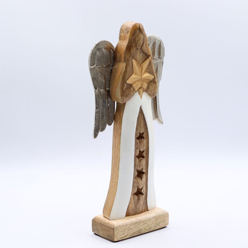 Grandes Ailes d'Ange de la Paix en Bois de Manguier et Détails en Émail  - 30 cm