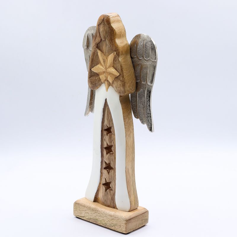 Grandes Ailes d'Ange de la Paix en Bois de Manguier et Détails en Émail  - 30 cm