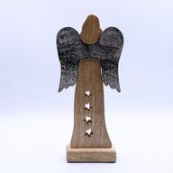 Grandes Ailes d'Ange de la Paix en Bois de Manguier et Détails en Émail  - 30 cm