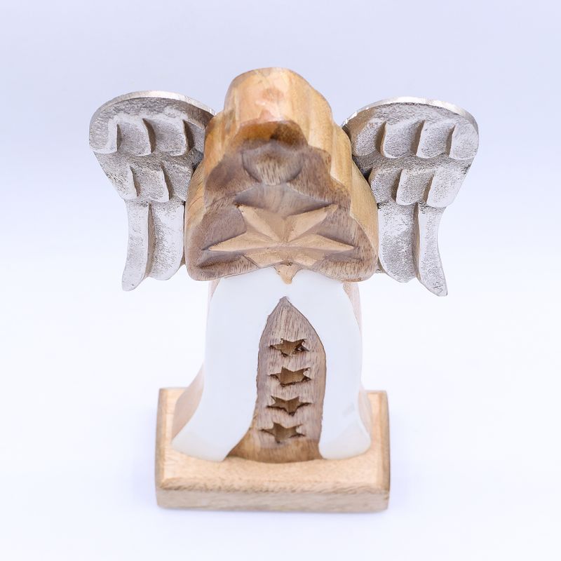 Grandes Ailes d'Ange de la Paix en Bois de Manguier et Détails en Émail  - 30 cm
