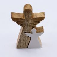 Ange en Bois de Manguier - Émail Blanc - 15cm