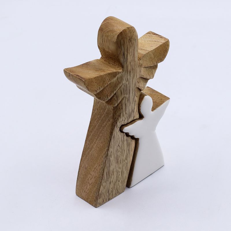 Ange en Bois de Manguier - Émail Blanc - 15cm
