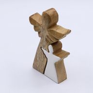 Ange en Bois de Manguier - Émail Blanc - 15cm