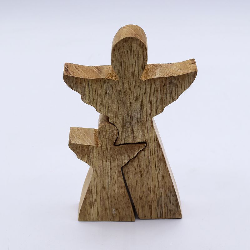 Ange en Bois de Manguier - Émail Blanc - 15cm