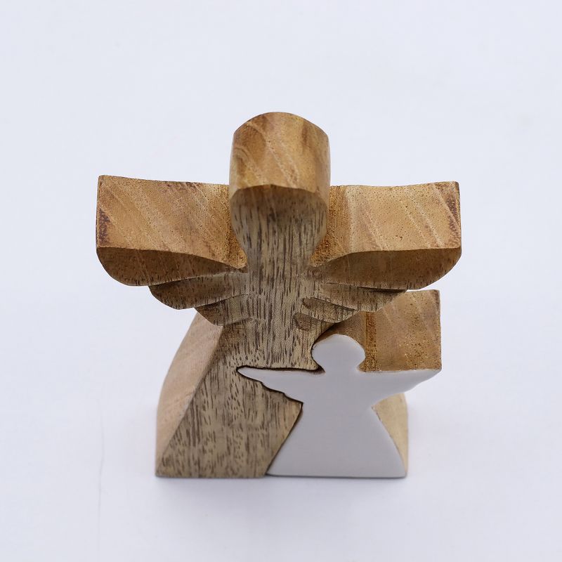 Ange en Bois de Manguier - Émail Blanc - 15cm
