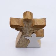 Ange en Bois de Manguier - Émail Blanc - 15cm