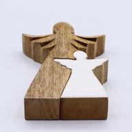 Ange en Bois de Manguier - Émail Blanc - 15cm