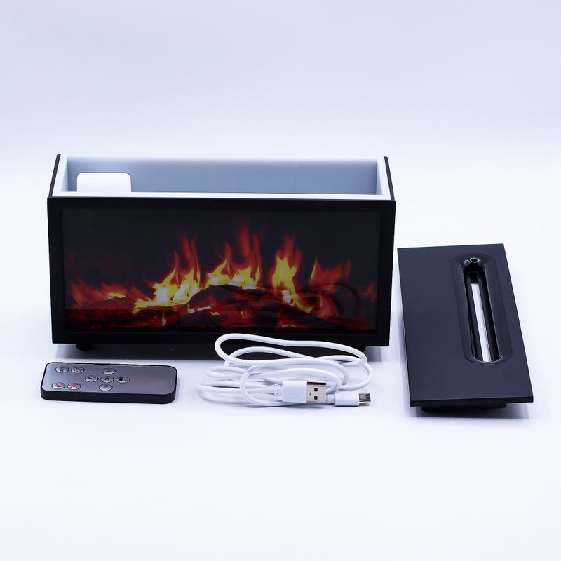 Diffuseur d'Aromes Effet Flamme Avec Sons d'Oiseaux - Noir USB - Changement De Couleur