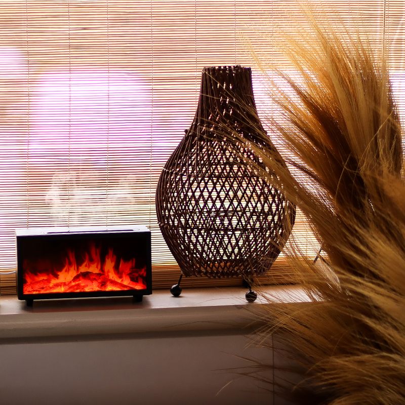 Diffuseur d'Aromes Effet Flamme Avec Sons d'Oiseaux - Noir USB - Changement De Couleur