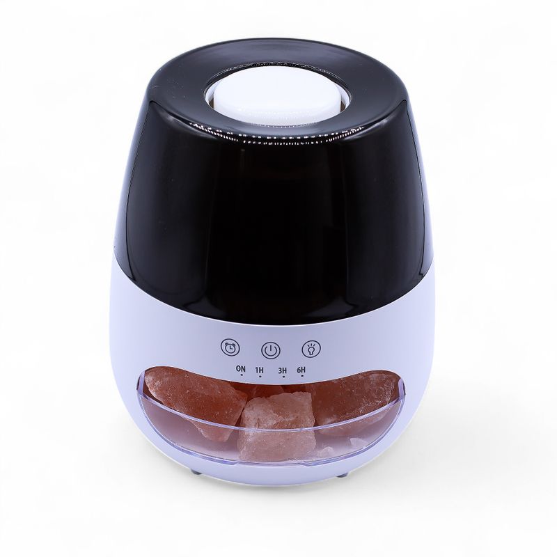Diffuseur d'Aromes En Pierre De Sel Effet Flamme Avec Sons d'Oiseaux - Blanc USB - Changement De Couleur Avec Minuteur