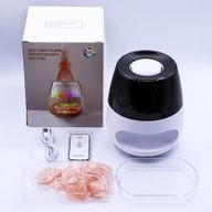 Diffuseur d'Aromes En Pierre De Sel Effet Flamme Avec Sons d'Oiseaux - Blanc USB - Changement De Couleur Avec Minuteur