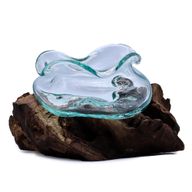 Bol Vague En Verre Fondu Sur Bois