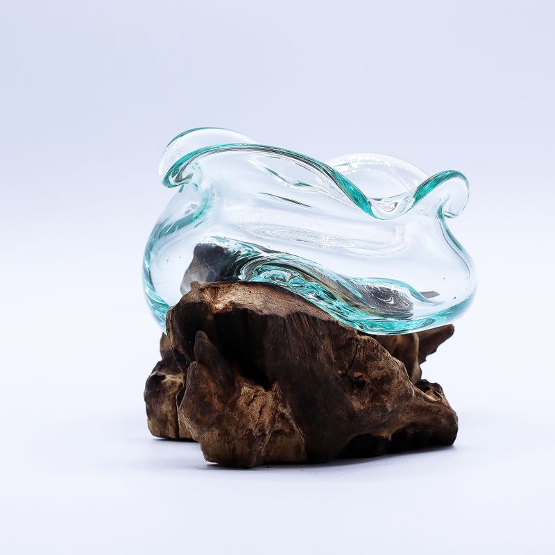 Bol Vague En Verre Fondu Sur Bois