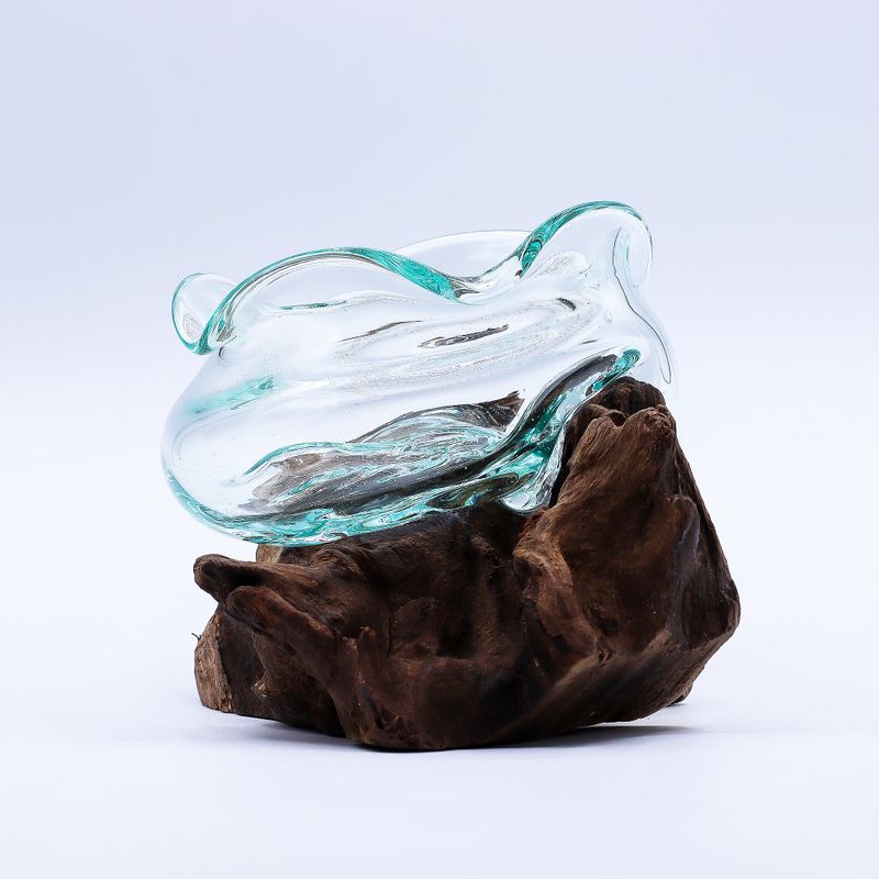 Bol Vague En Verre Fondu Sur Bois