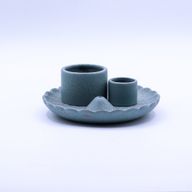 Porte-Encens et Supports en Céramique pour Palo Santo - Fleur de Lotus - Bleu Mat