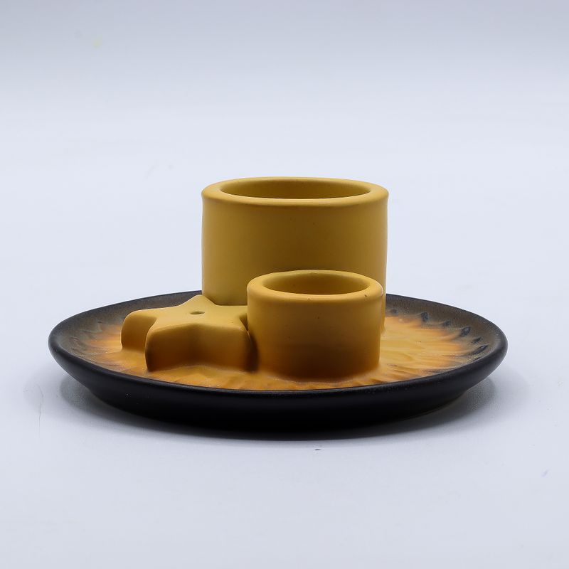Porte-Encens et Supports en Céramique pour Palo Santo - Mandala - Sable et Gris