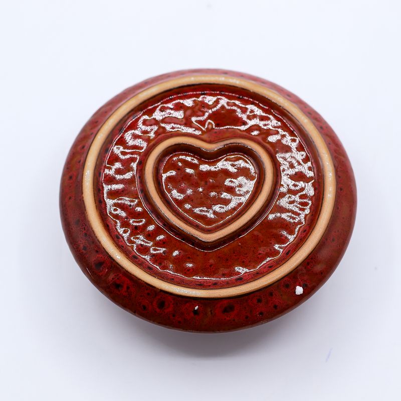 Porte-Encens et Supports en Céramique pour Palo Santo - Mandala - Rouge avec Cœur Brillant