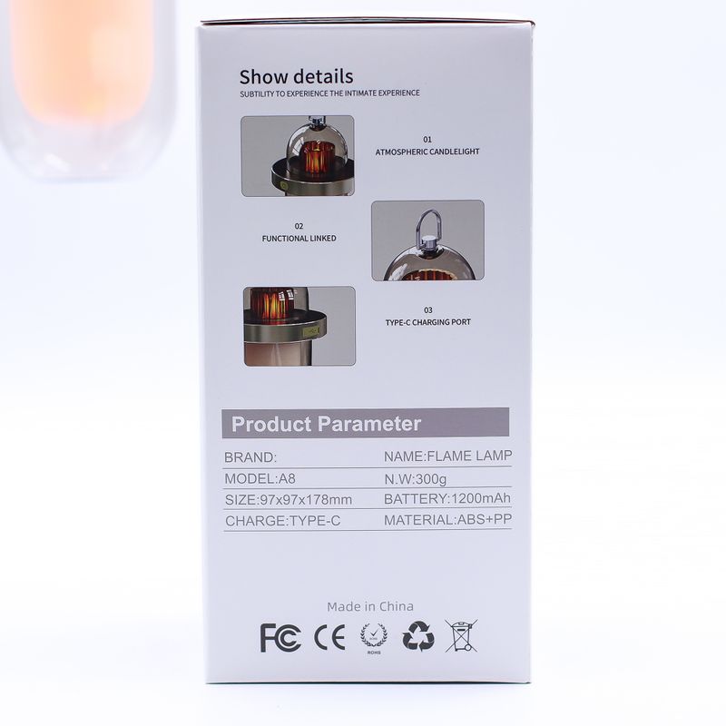 Lampe d'Extérieure Effet Flamme - Blanc USB - Rechargeable - Multicolore