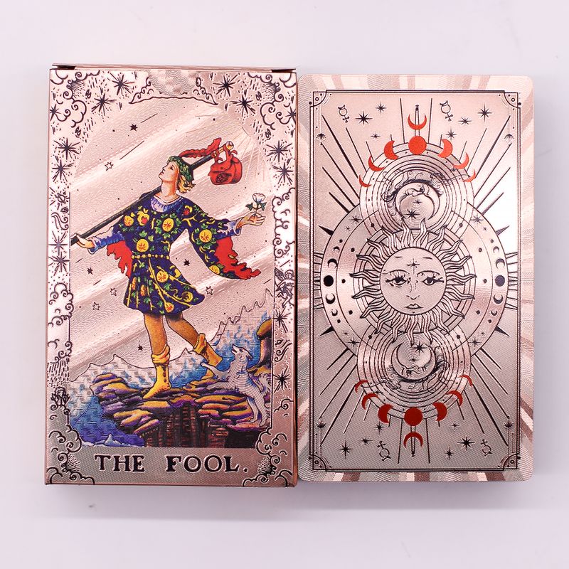 Jeu de Cartes De Tarot Avec Dorure Rose - Phases de La Lune - Avec Livret