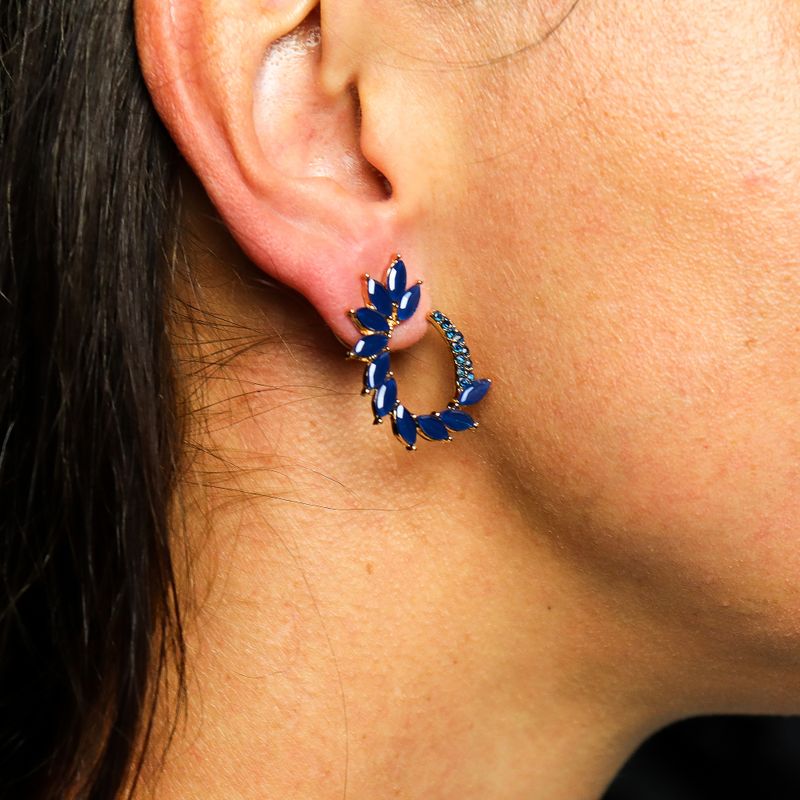 Boucles d’Oreilles Bleu Royal - Verre Vintage - Anneaux