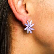 Boucles d’Oreilles Lavande - Verre Vintage - Fleurs