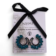 Boucles d’Oreilles Vert Sarcelle - Verre Vintage - Anneaux