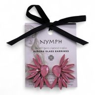 Boucles d’Oreilles Quartz Rose - Verre Vintage - Ailes d’Ange