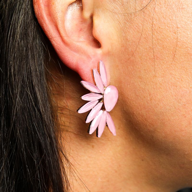 Boucles d’Oreilles Quartz Rose - Verre Vintage - Ailes d’Ange