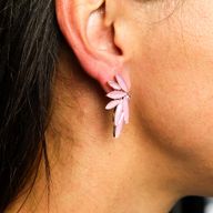 Boucles d’Oreilles Quartz Rose - Verre Vintage - Fées