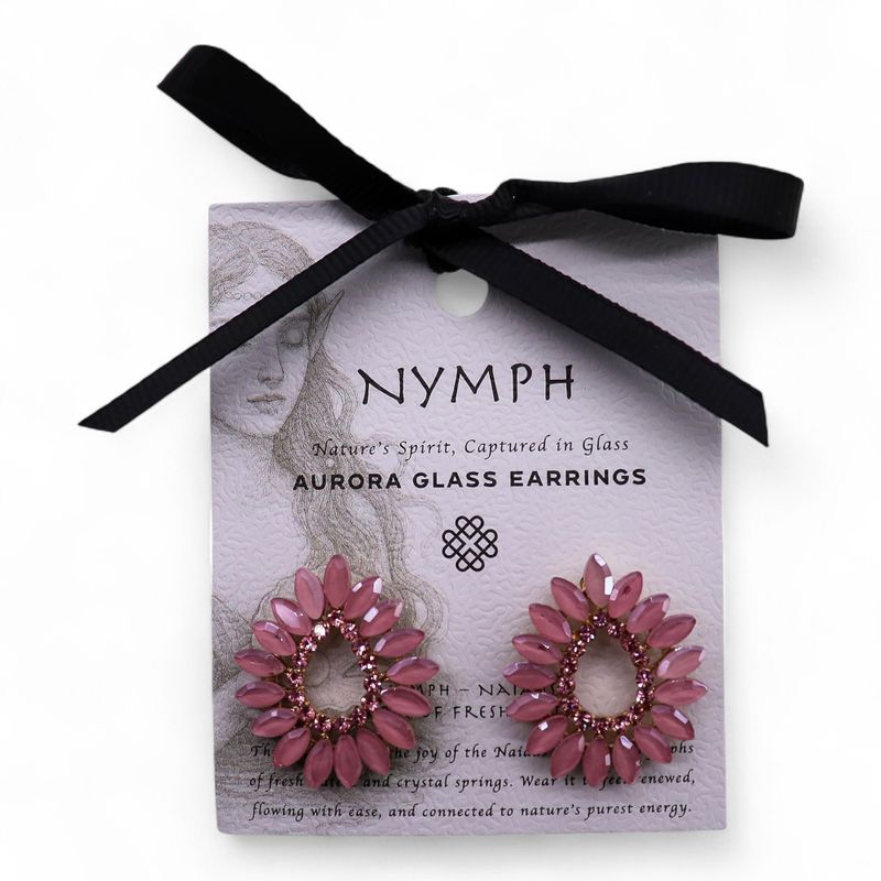 Boucles d’Oreilles Quartz Rose - Verre Vintage - Anneaux
