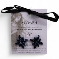 Boucles d’Oreilles Noir Jais - Verre Vintage - Fleurs