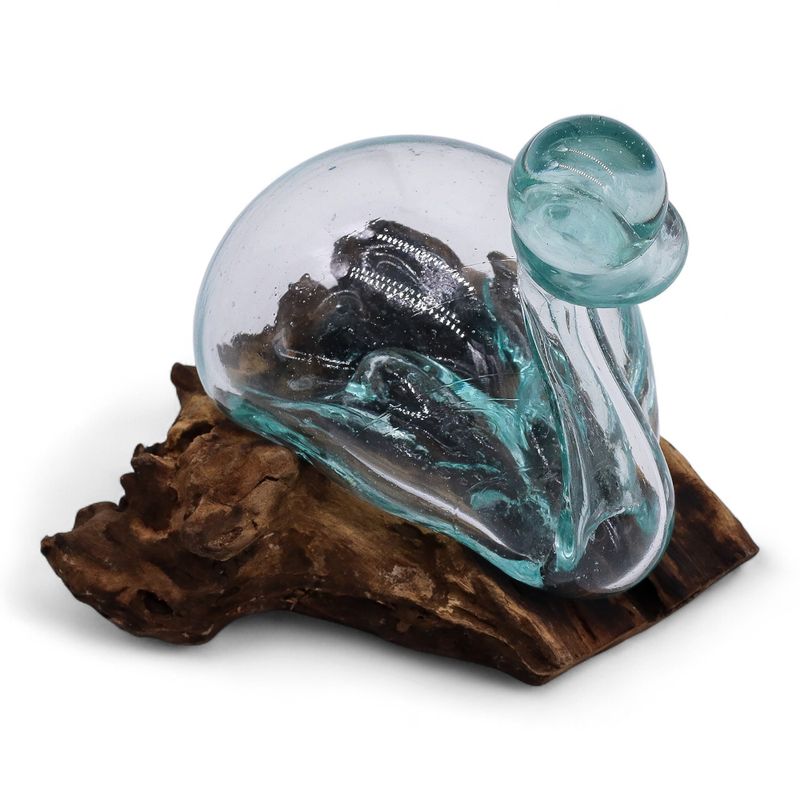 Carafe Canard  En Verre Fondu Sur Bois Avec Bouchon
